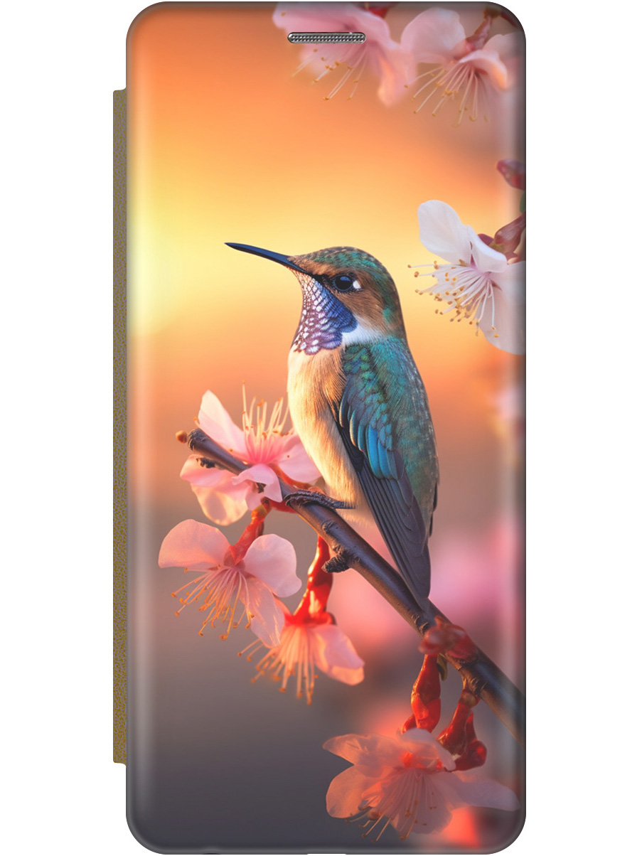 

Чехол-книжка на Apple iPhone 14 с рисунком "Птичка и закат" золотой, Желтый;красный, 20000134