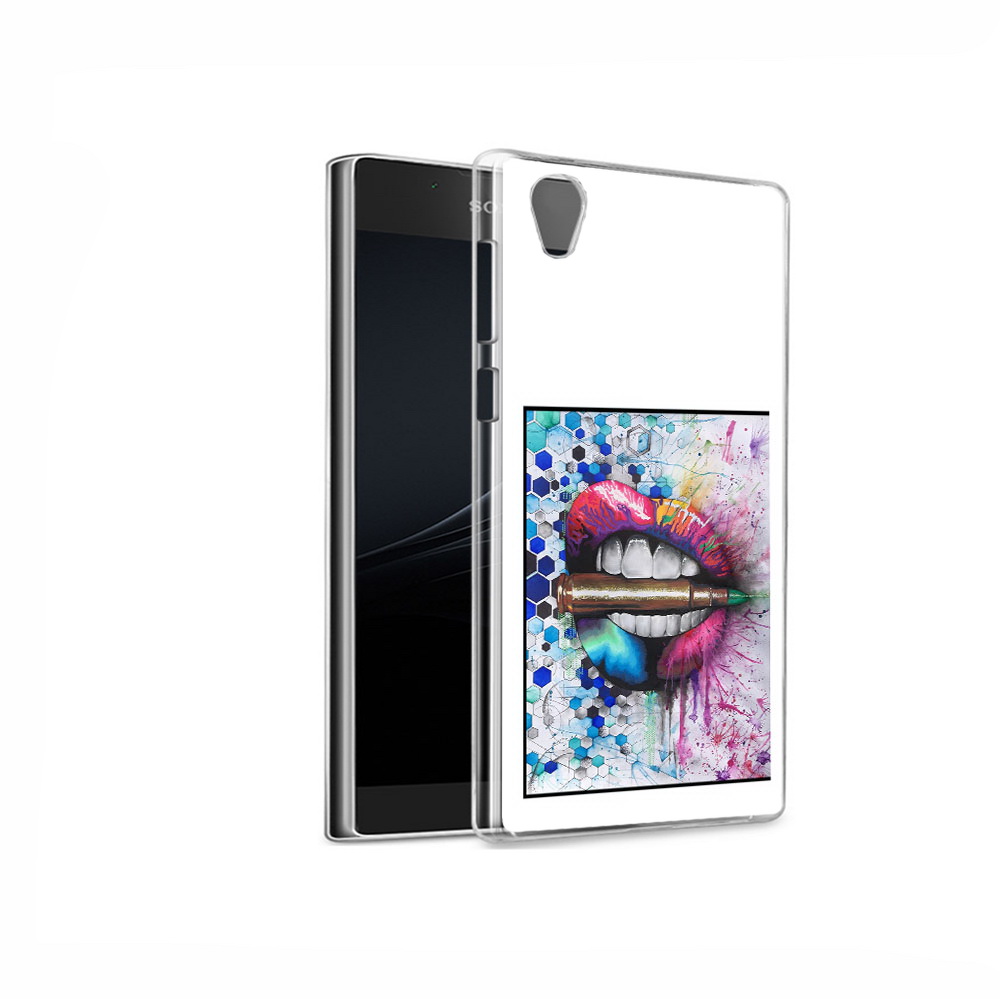 

Чехол MyPads Tocco для Sony Xperia L1 разноцветные губы с пулей (PT66853.250.571), Прозрачный, Tocco