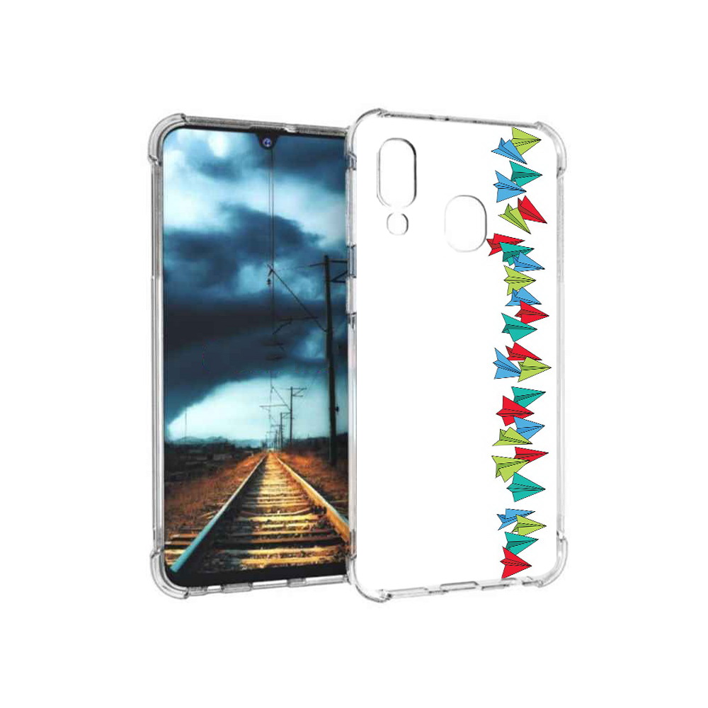 

Чехол MyPads Tocco для Samsung Galaxy A40 самолетики из листочков (PT128655.504.593), Прозрачный, Tocco