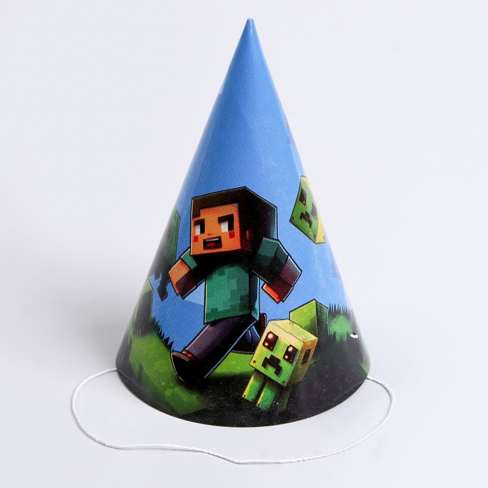 Колпак бумажный Пиксели, в наборе 6 шт