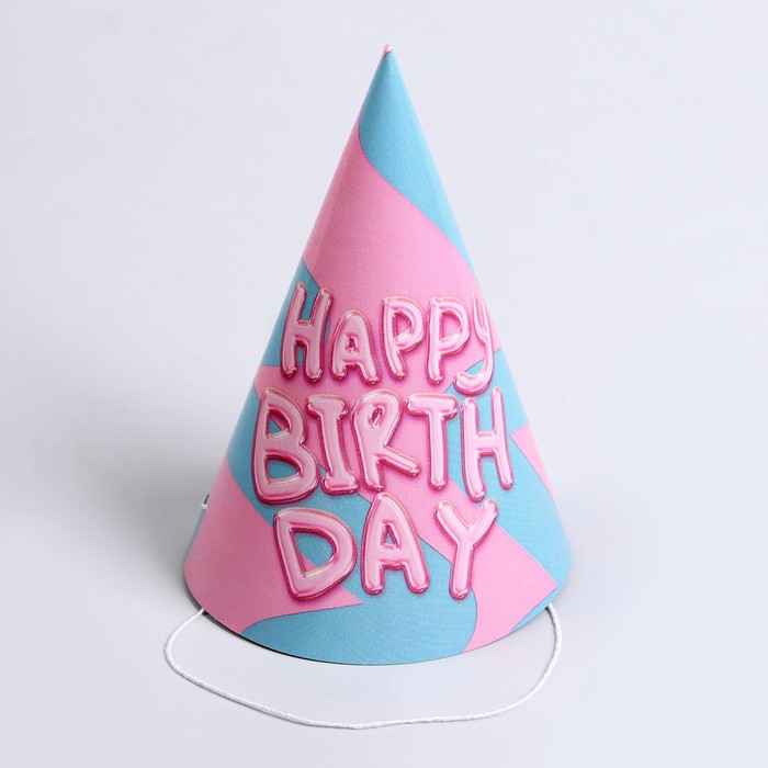

Колпак бумажный Happy Birthday, (набор 6 шт), Голубой;розовый