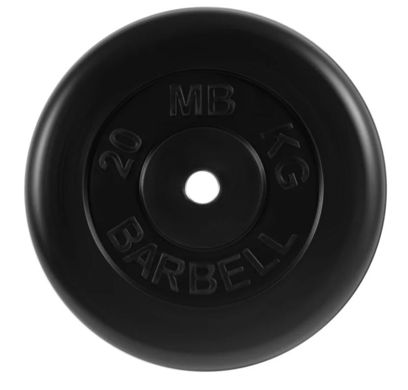 фото Диск для штанги mb barbell стандарт 20 кг, 51 мм, черный