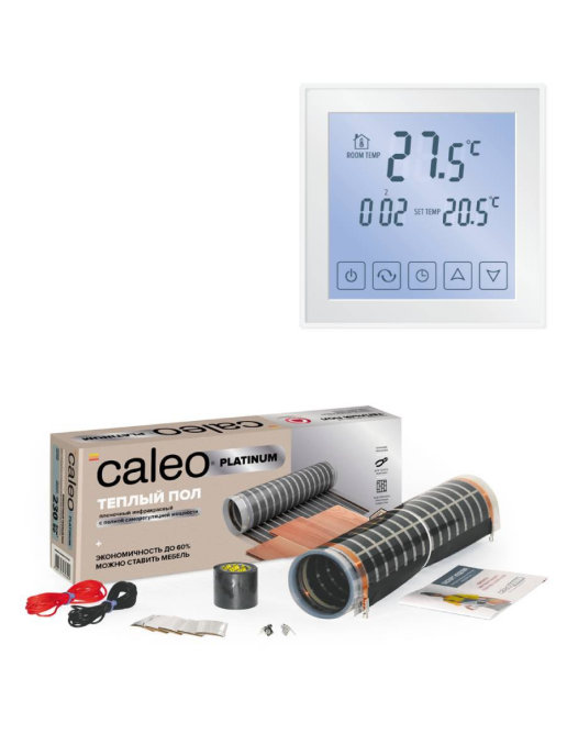 Комплект теплого пола Caleo Platinum 50/230-0,5-2,5 и терморегулятор Caleo SM931, 3,5 кВт комплект для обогрева грунта caleo cable 15w 35 5 1 м2 525 вт