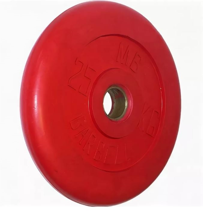 фото Диск для штанги mb barbell стандарт 25 кг, 26 мм, красный