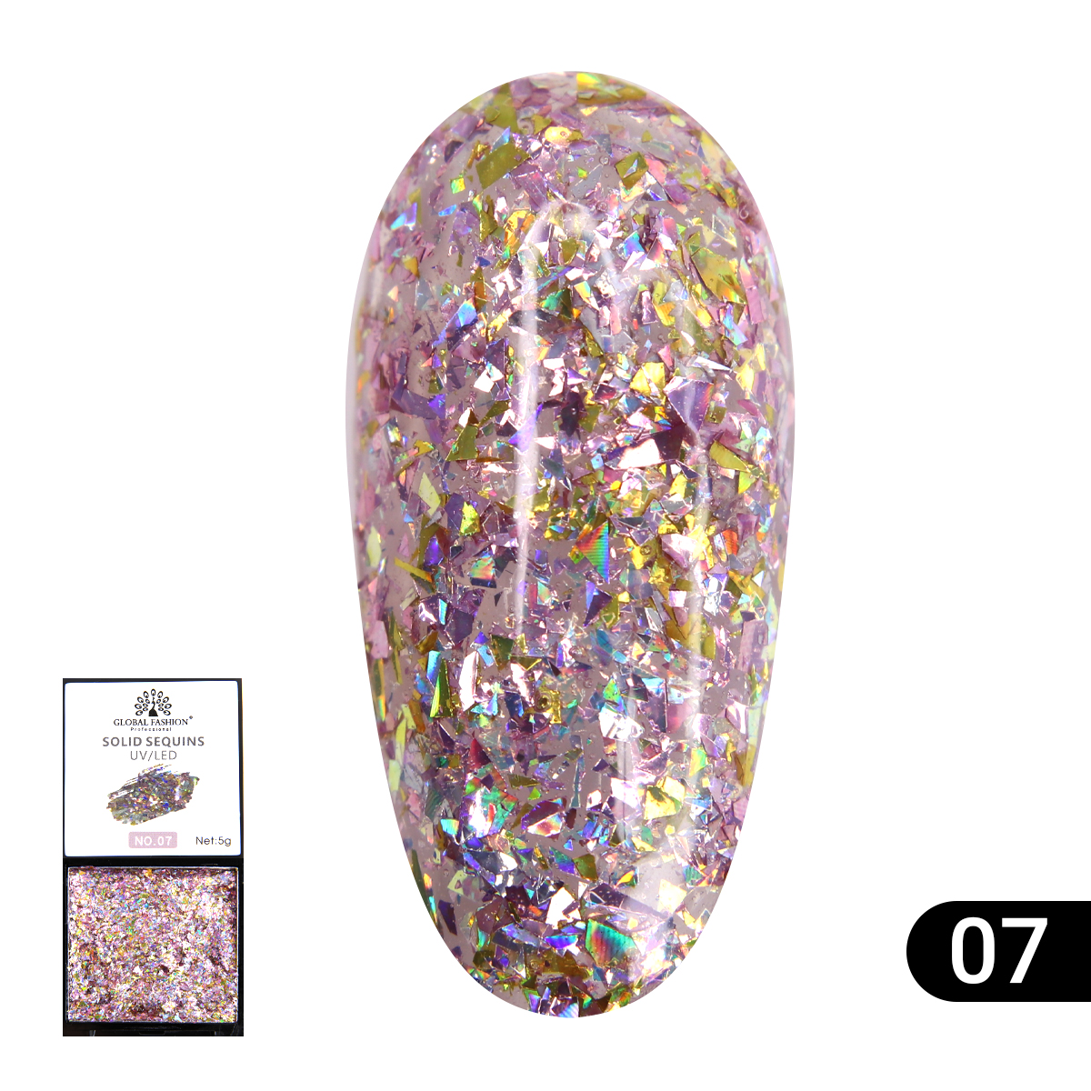 фото Гель-краска с глиттером, solid sequins color gel 5 гр, 07 global fashion