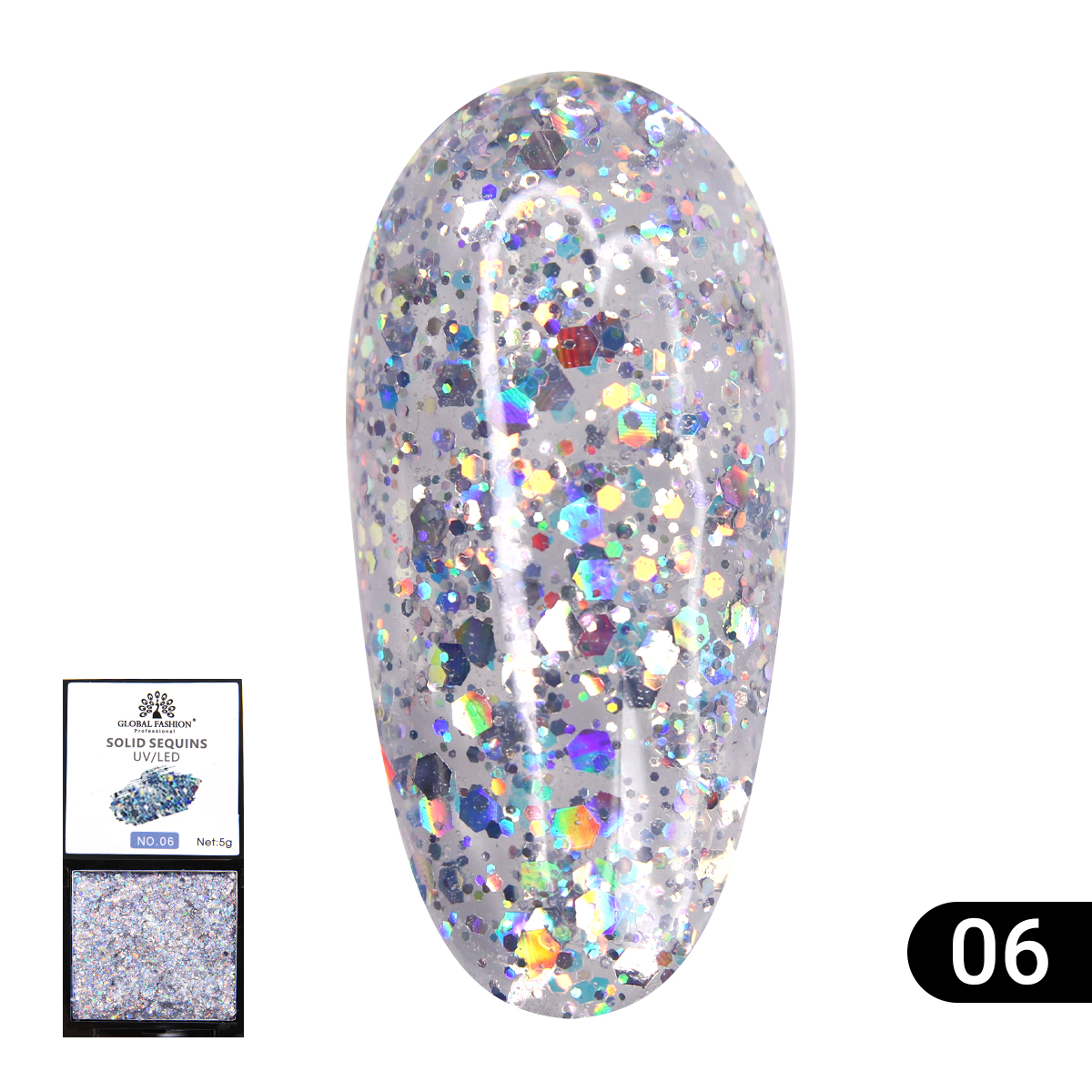 фото Гель-краска с глиттером, solid sequins color gel 5 гр, 06 global fashion