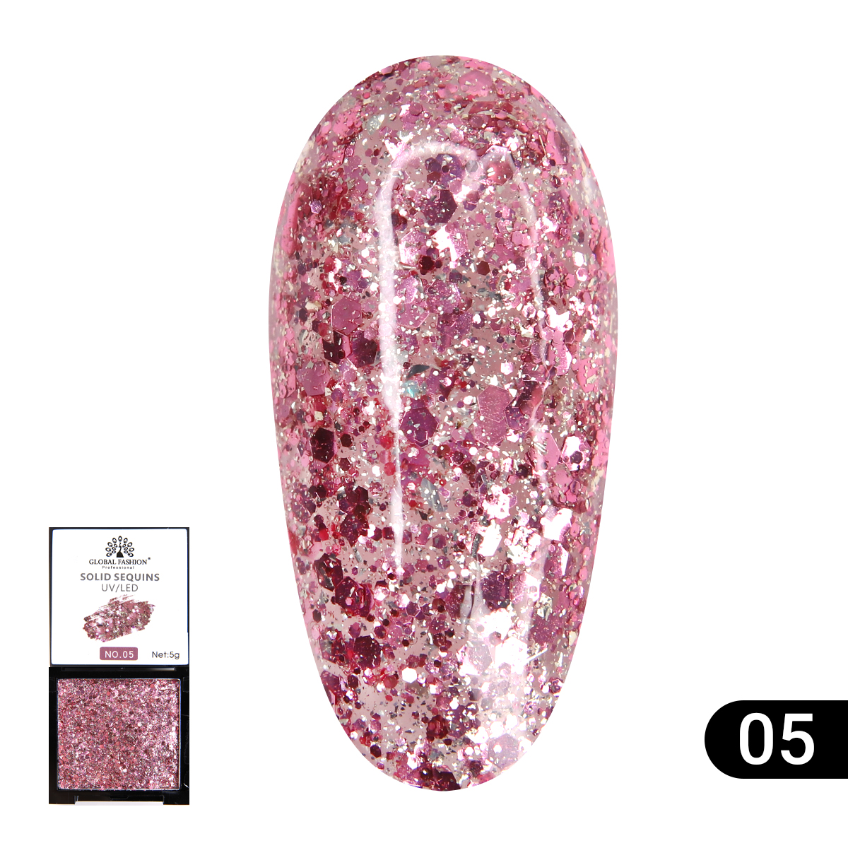 Гель-краска с глиттером, Solid Sequins color gel 5 гр, 05