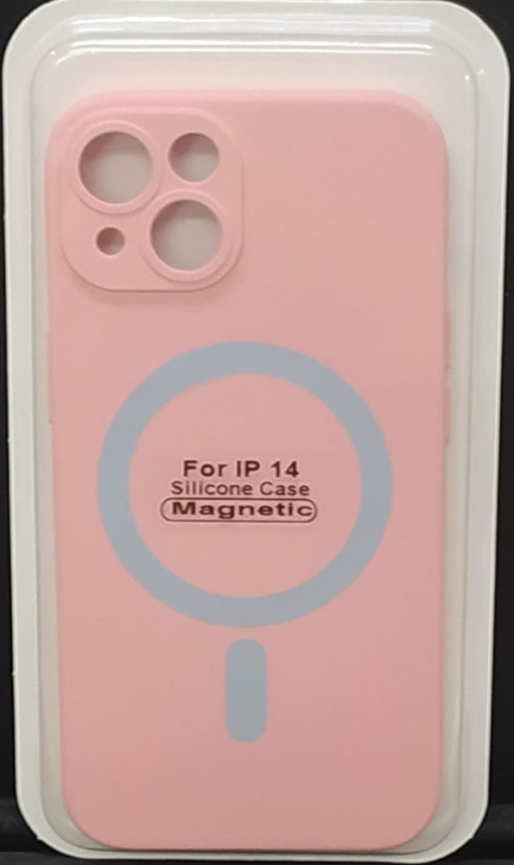 

Накладка для iPhone 14 6.1" Magsafe силикон розовая, Розовый