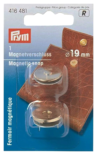Магнитная застежка для сумок Prym 416481, 19 мм, золотистый, 1 шт