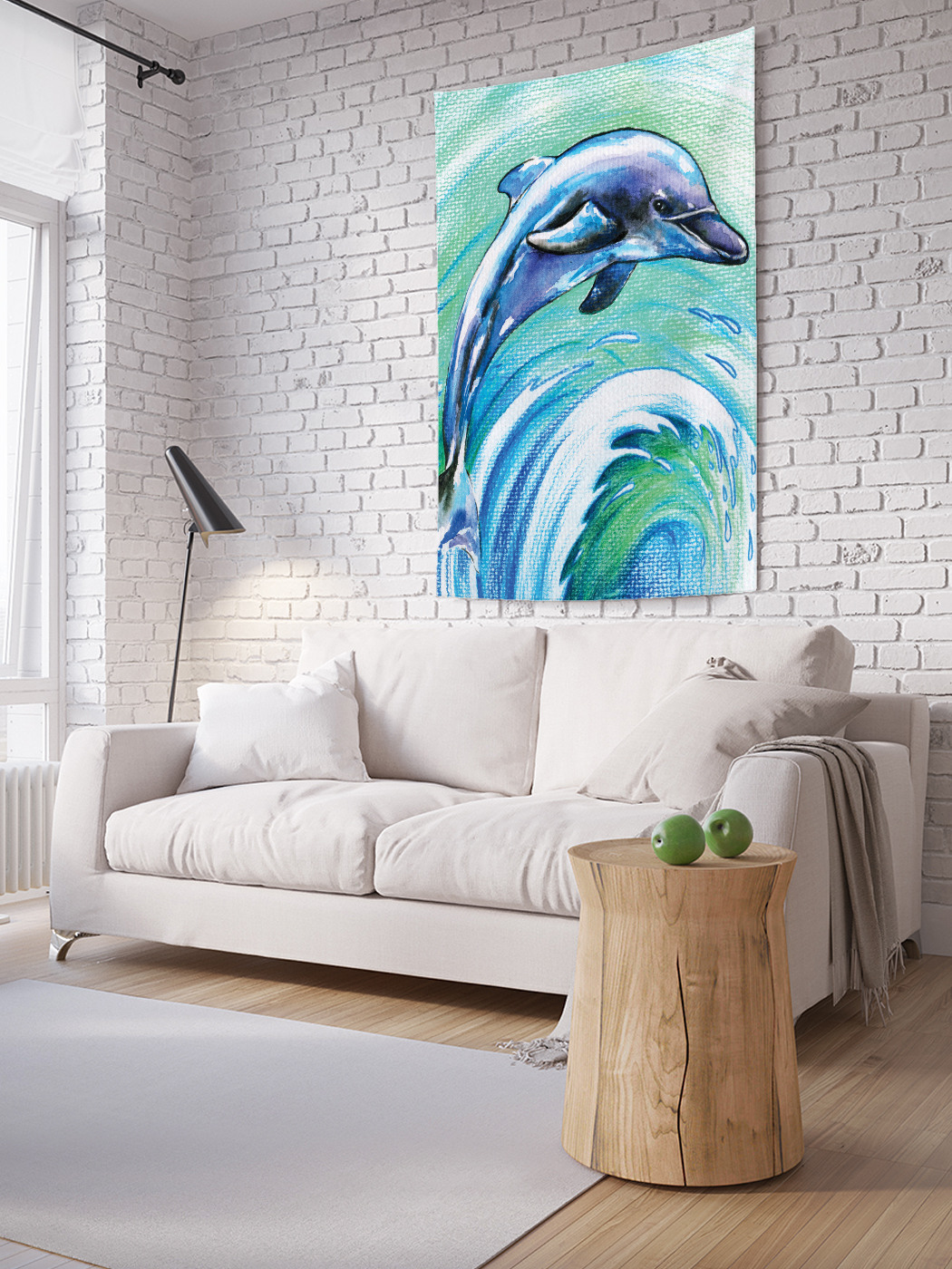 

Вертикальное фотопанно на стену JoyArty Акварельный дельфин на волне 150x200 см, Акварельный дельфин на волне