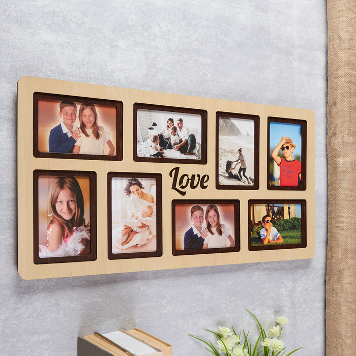 

Фоторамка ЛХДФ Love на 8 фото 10x15см. Размер изделия 6534см., Бежевый
