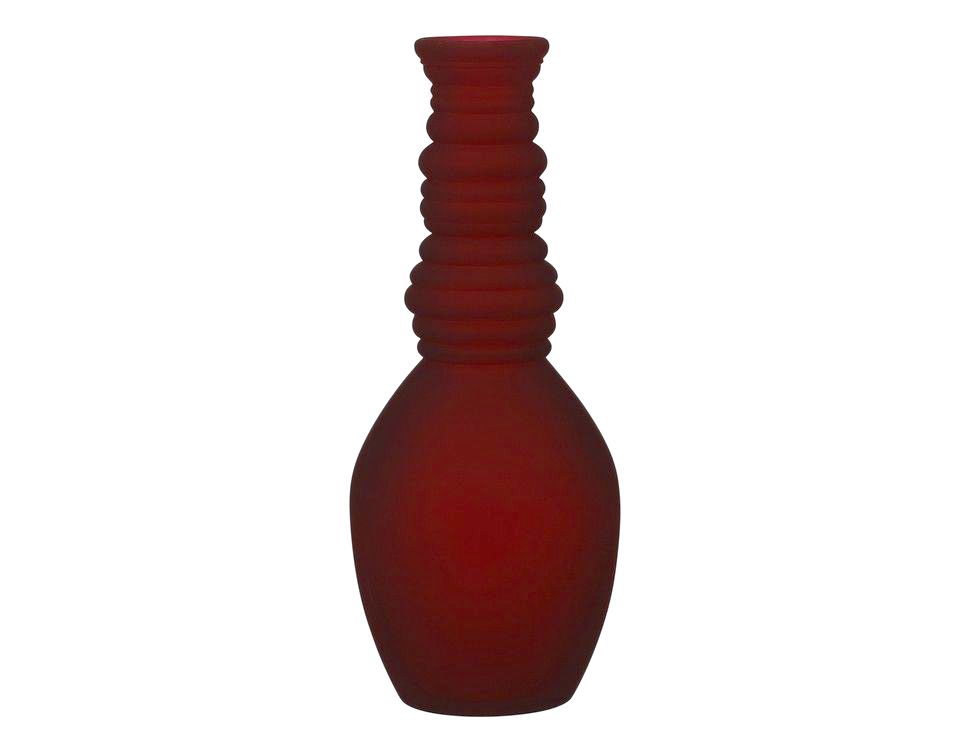 фото Стеклянная ваза гранада, матовая, бордовая, 30х12 см, edelman