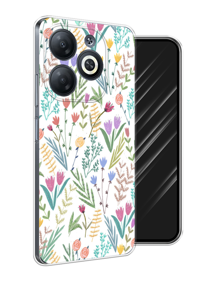 

Чехол Awog на Infinix Smart 8 "Полевые цветы рисунок", Белый;зеленый, 3105150-1