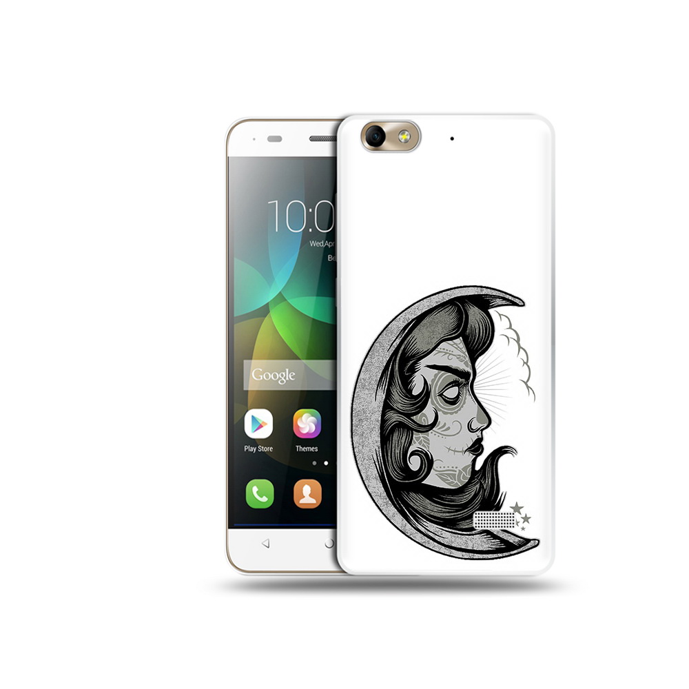

Чехол MyPads Tocco для Honor 4C черно белая луна с лицом (PT10946.43.680), Прозрачный, Tocco