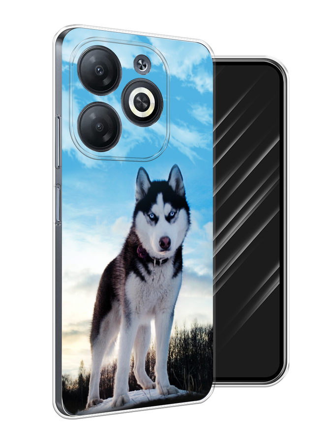

Чехол Awog на Infinix Smart 8 "Хаски 3", Белый;черный;голубой, 3105150-1