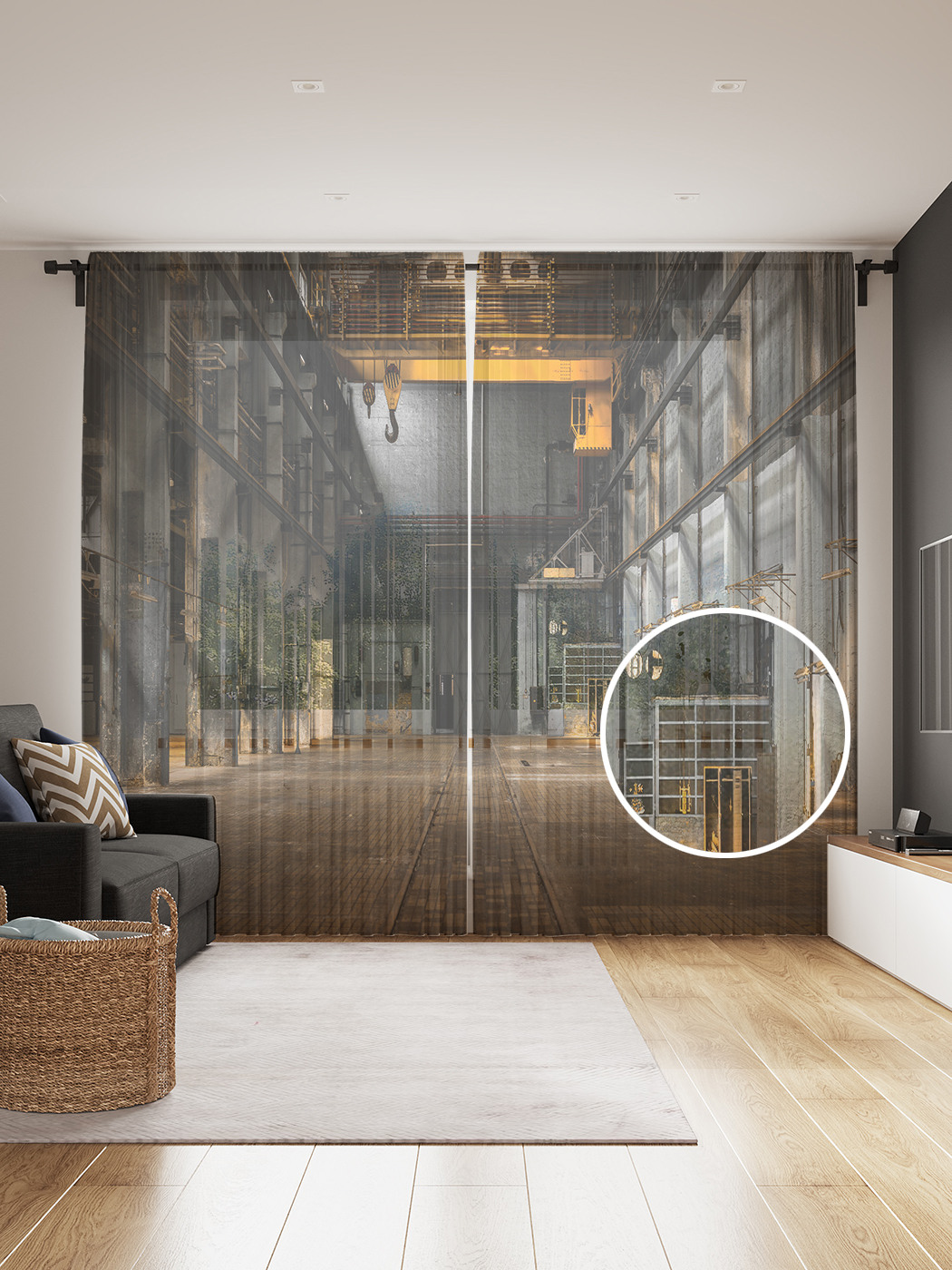 

Фототюль JoyArty "Вагонное депо", 145x265см (2 полотна со шторной лентой + 50 крючков), Вагонное депо