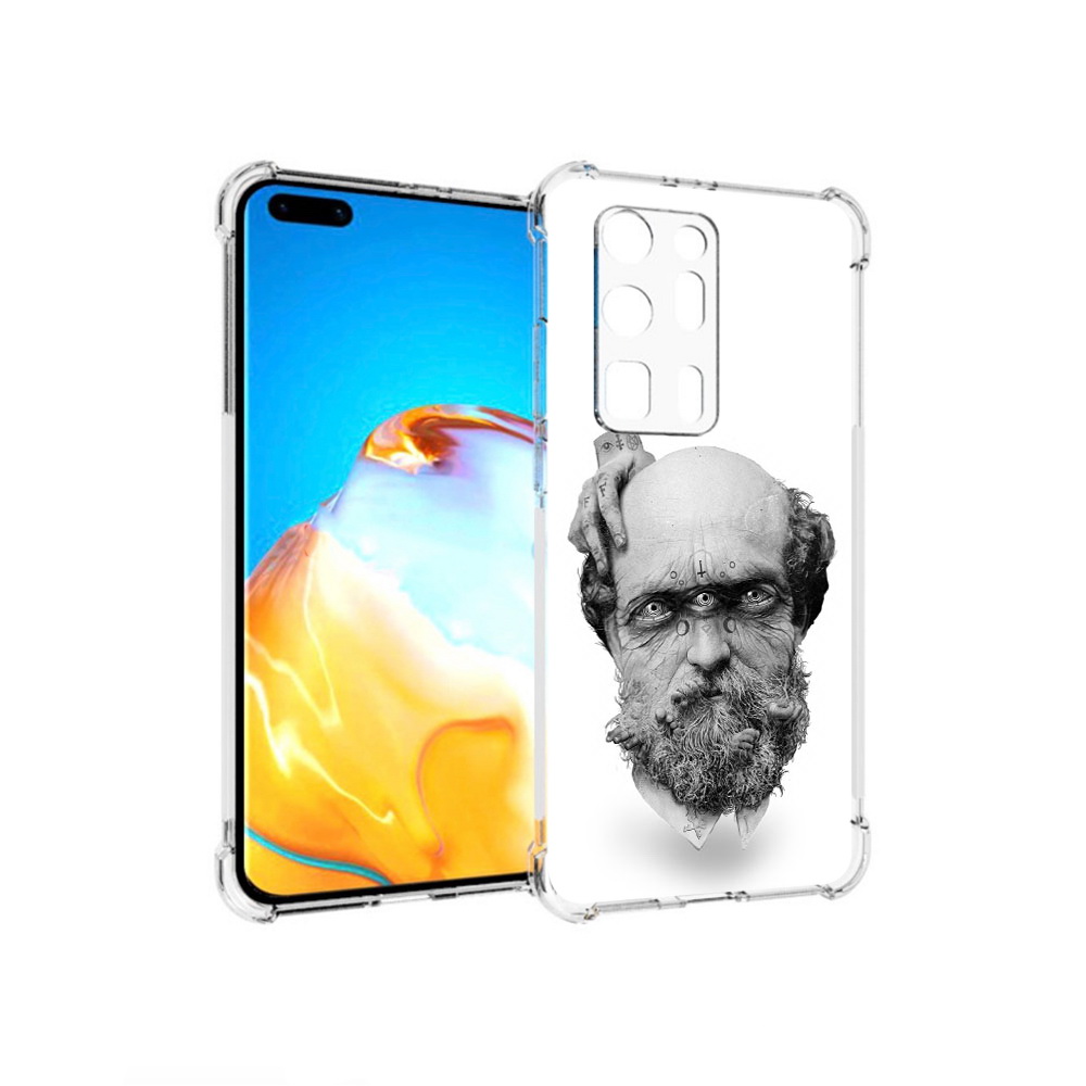 

Чехол MyPads Tocco для Huawei P40 Pro+ страшный бородатый мужчина абстракция, Прозрачный, Tocco