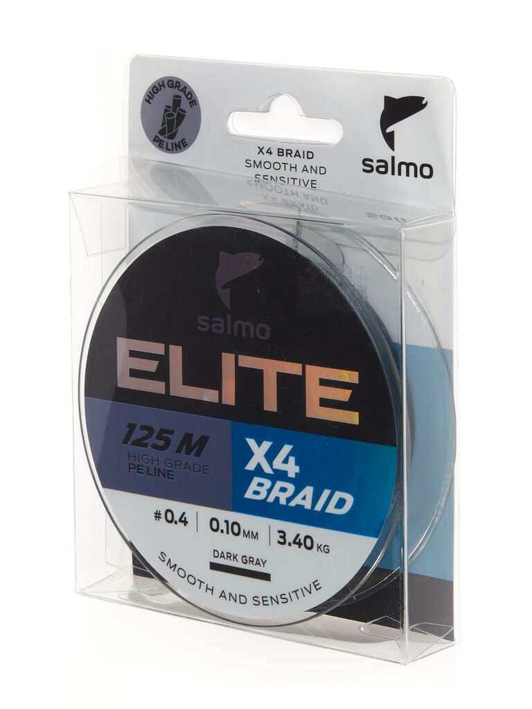 Леска плетеная Salmo Elite x4 Braid 0,1 мм, 125 м, 3,4 кг, dark gray