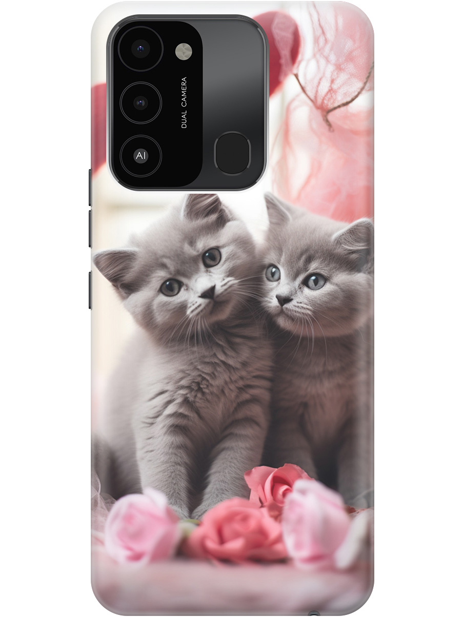 

Силиконовый чехол на Tecno Spark 8C / Go 2022 с рисунком "Котики и сердечки", Красный;серый, 20001472