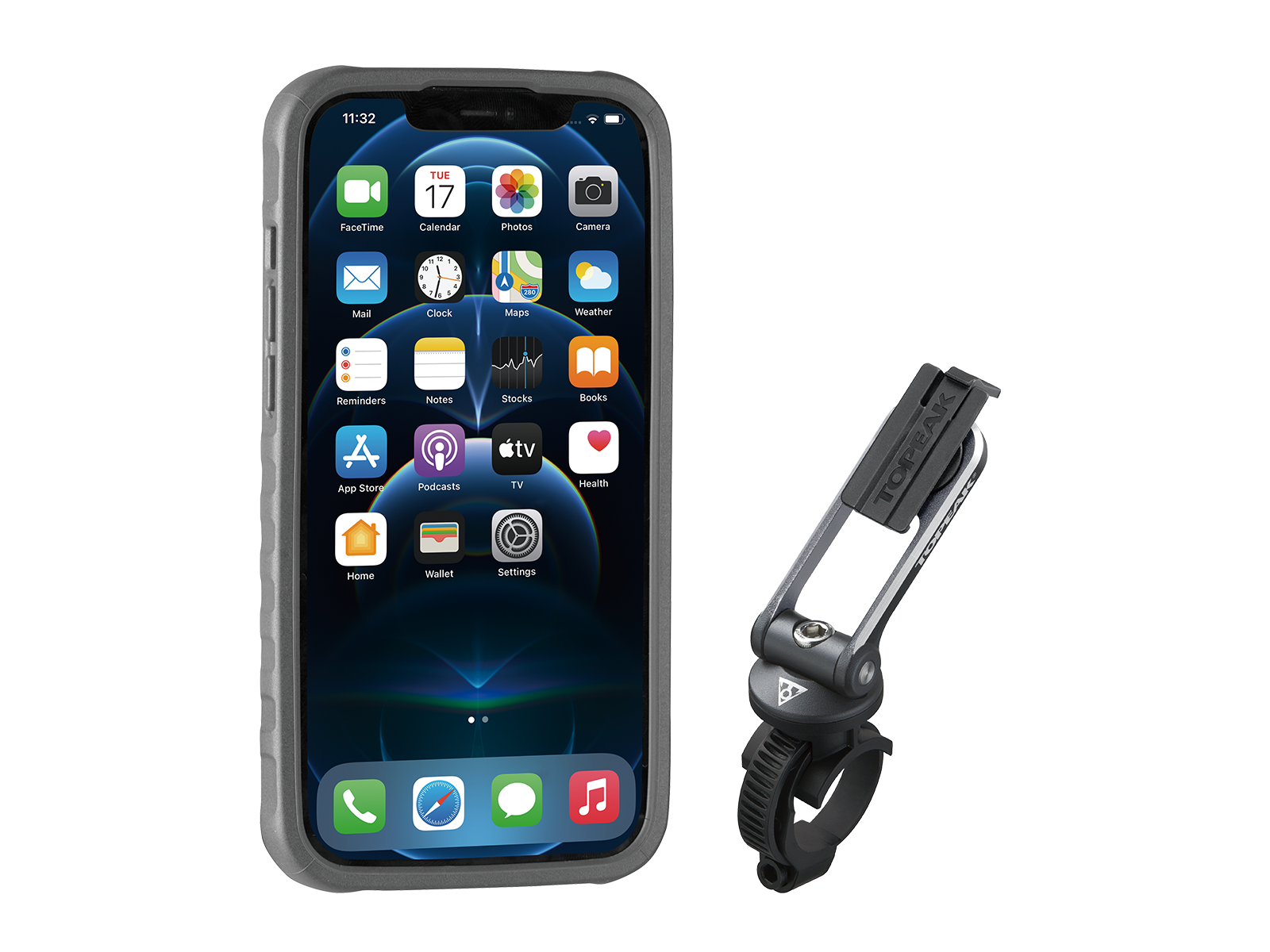 фото Topeak ridecase w/mount works with iphone 12/12 pro black/gray чехол c креплением