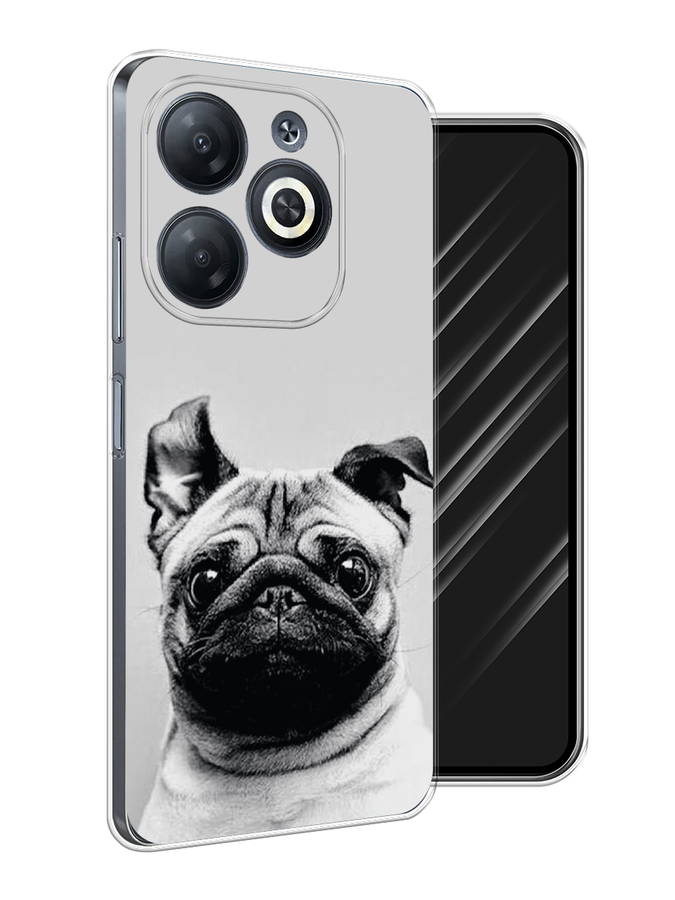 

Чехол Awog на Infinix Smart 8 "Ушастый мопс", Серый, 3105150-1