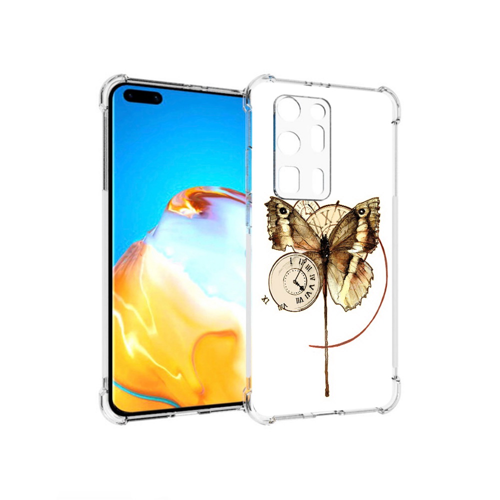 

Чехол MyPads Tocco для Huawei P40 Pro+ старинные часы с бабочкой, Прозрачный, Tocco