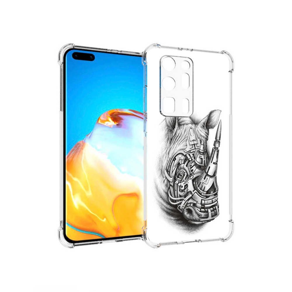 

Чехол MyPads Tocco для Huawei P40 Pro+ стальной носорог, Прозрачный, Tocco