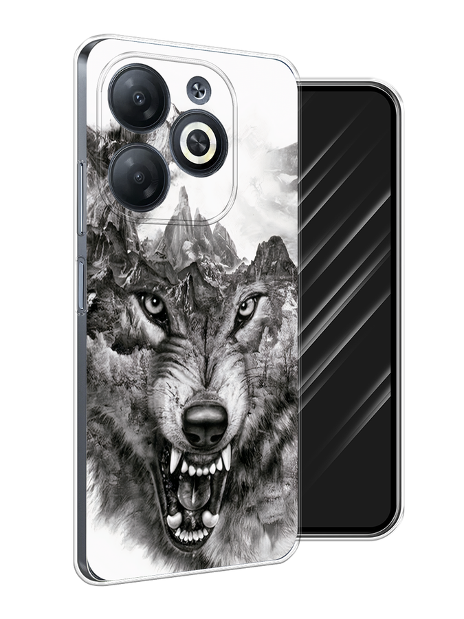 

Чехол Awog на Infinix Smart 8 "Волк в горах", Серый;белый;бежевый, 3105150-1