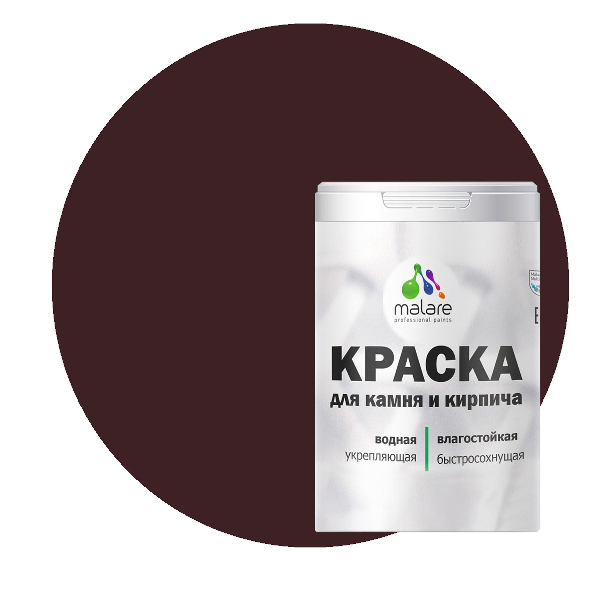 

Краска Malare Professional для камня и кирпича, матовая, горький шоколад, (1л - 1,3кг)., Коричневый, Malare-21