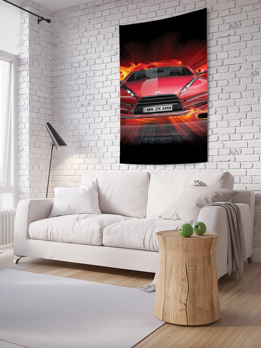 

Вертикальное фотопанно на стену JoyArty Спортивная машина в огне 150x200 см, Спортивная машина в огне