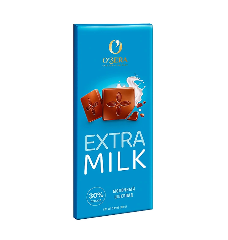 Шоколад O'Zera молочный Extra milk, 3 шт по 90 г