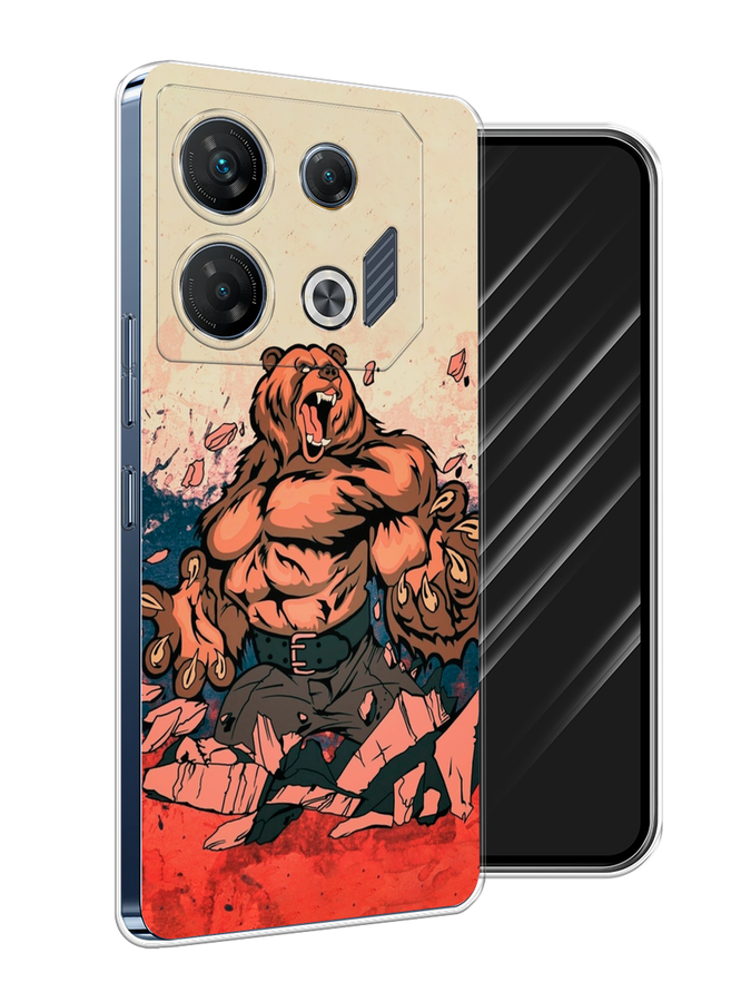 

Чехол Awog на Infinix GT 10 Pro "Медведь с флагом РФ", Коричневый;синий;красный, 3104850-1