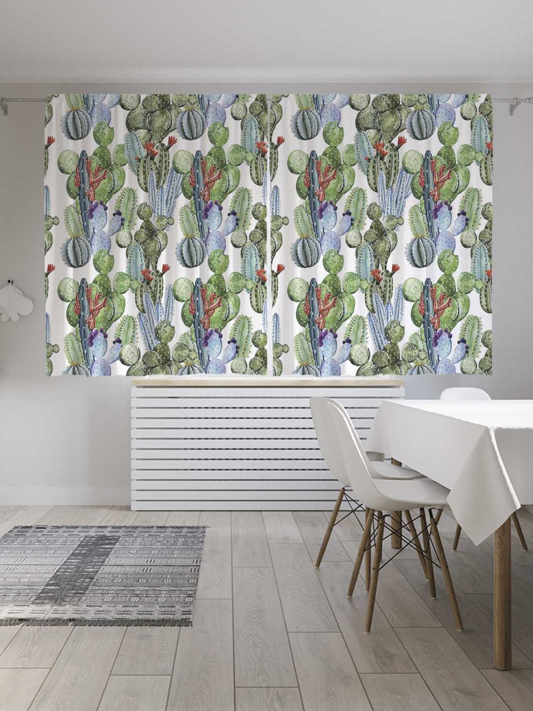 

Шторы JoyArty с фотопечатью "Разновидности кактусов" из сатена, 290х180 см, Разновидности кактусов