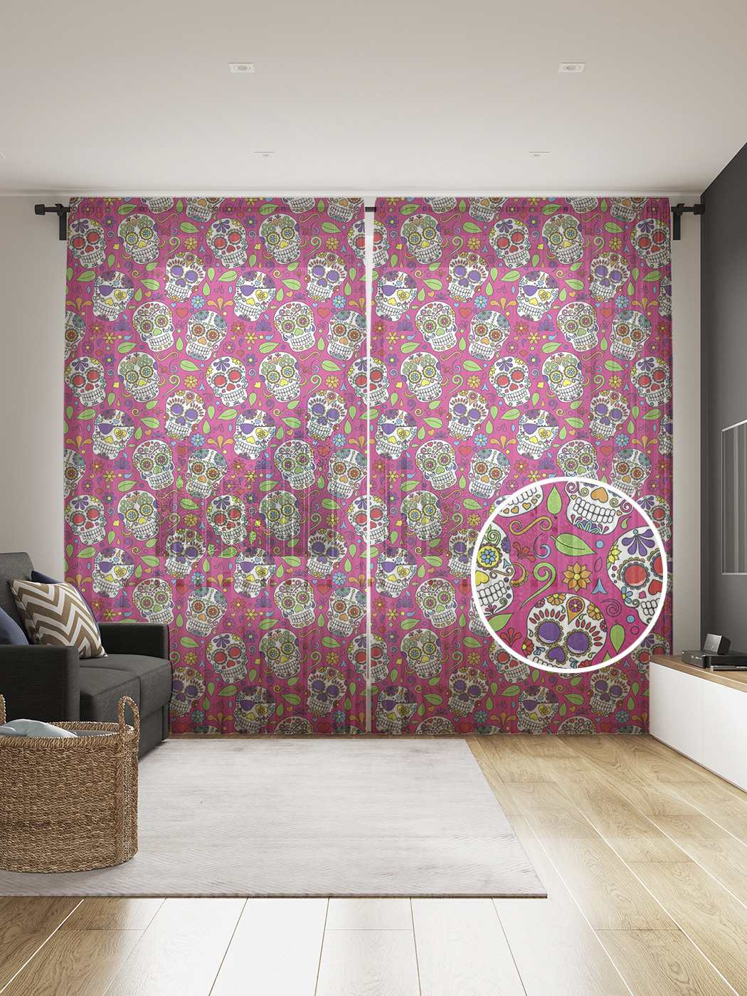 

Фототюль JoyArty "Привлекательные черепа", 145x265см, 2 полотна, лента, 50 крючков, Привлекательные черепа