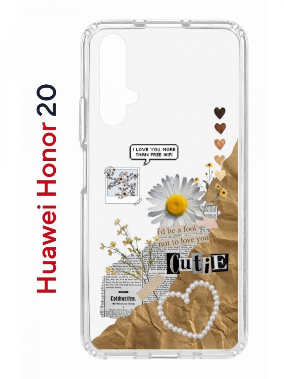 Чехол на Honor 20, Huawei Nova 5T Kruche Print Крафтовые наклейки, противоударный бампер