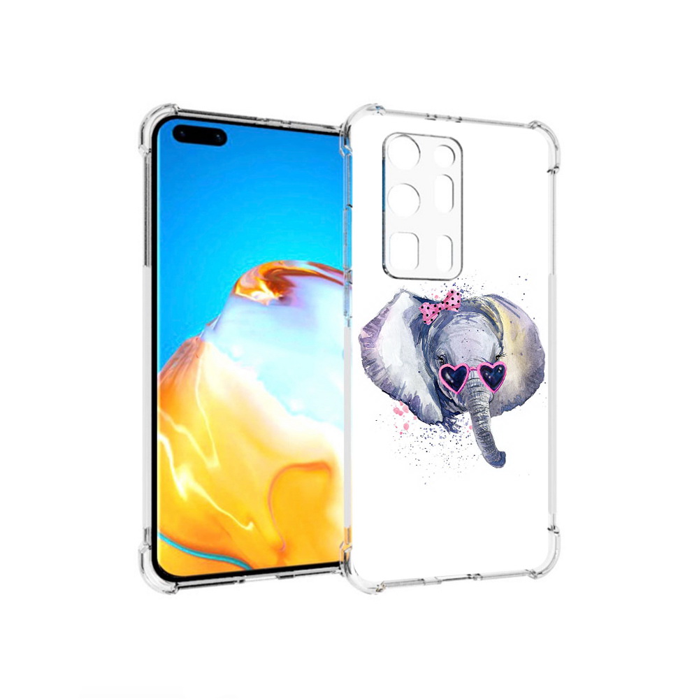 

Чехол MyPads Tocco для Huawei P40 Pro+ слоник в очках, Прозрачный, Tocco
