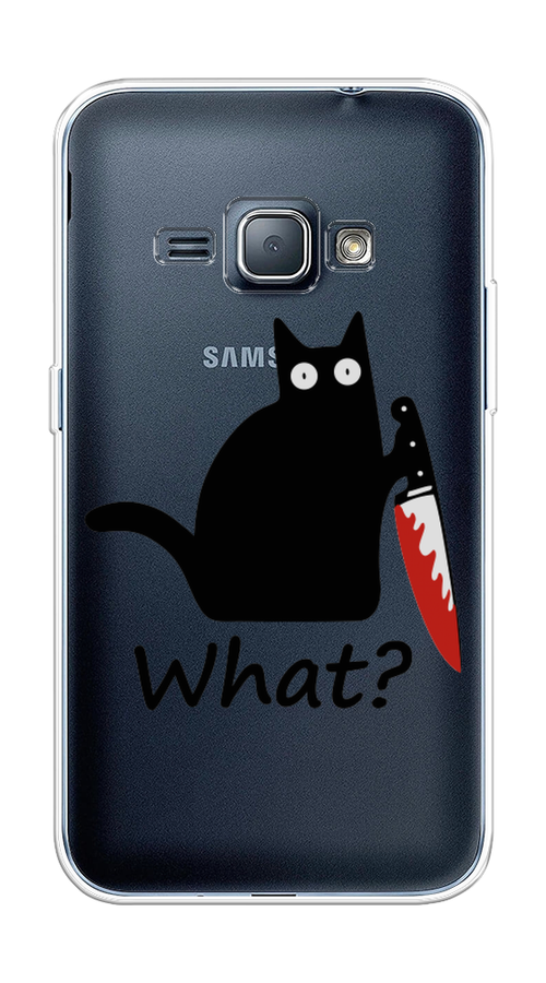 

Чехол на Samsung Galaxy J1 2016 "Котик с ножом", Черный;красный, 22150-6