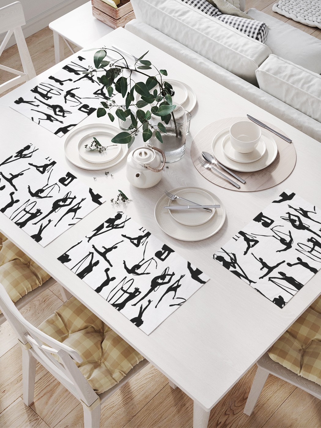 

Комплект салфеток JoyArty "Гимнастки с лентами" для сервировки стола (32х46 см, 4 шт.), Белый, Гимнастки с лентами