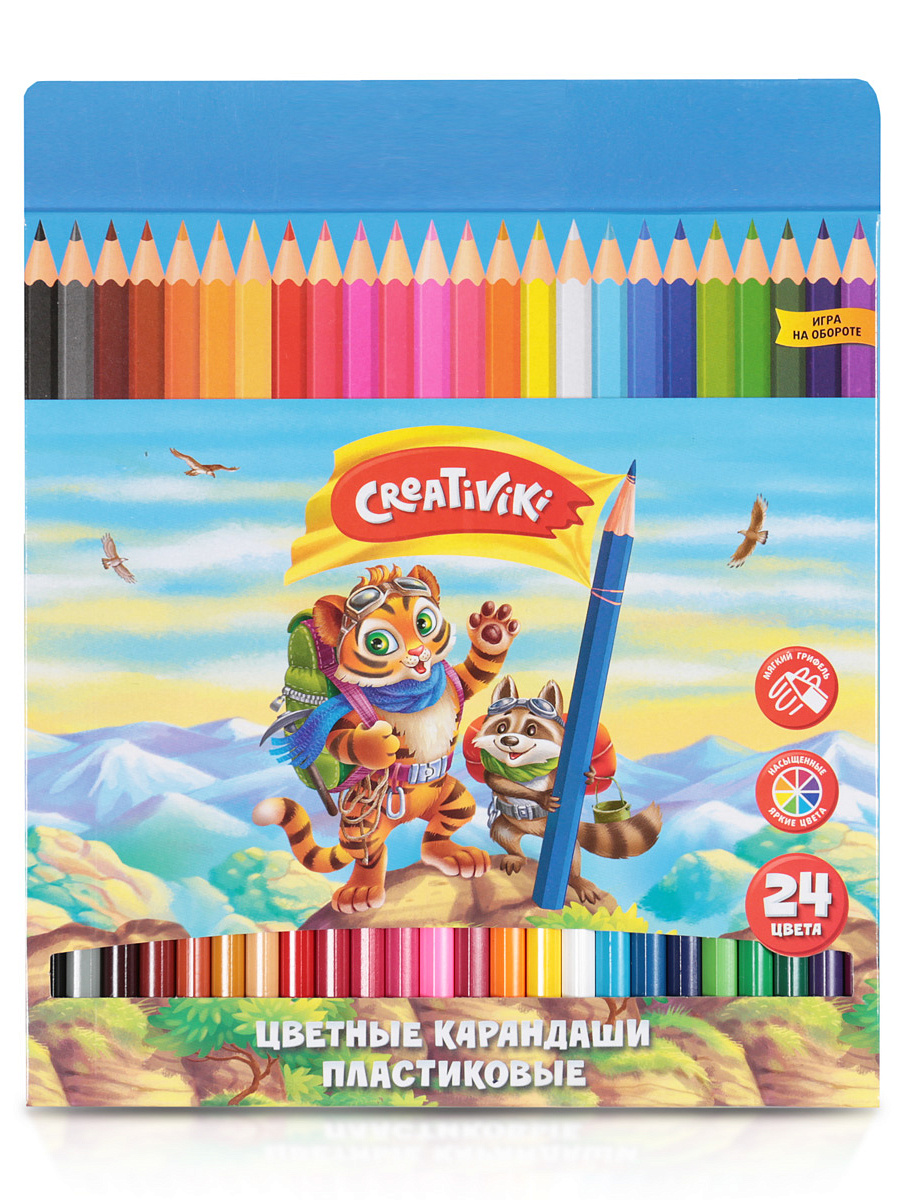 фото Карандаши цветные "creativiki", шестигранные, 24 цвета