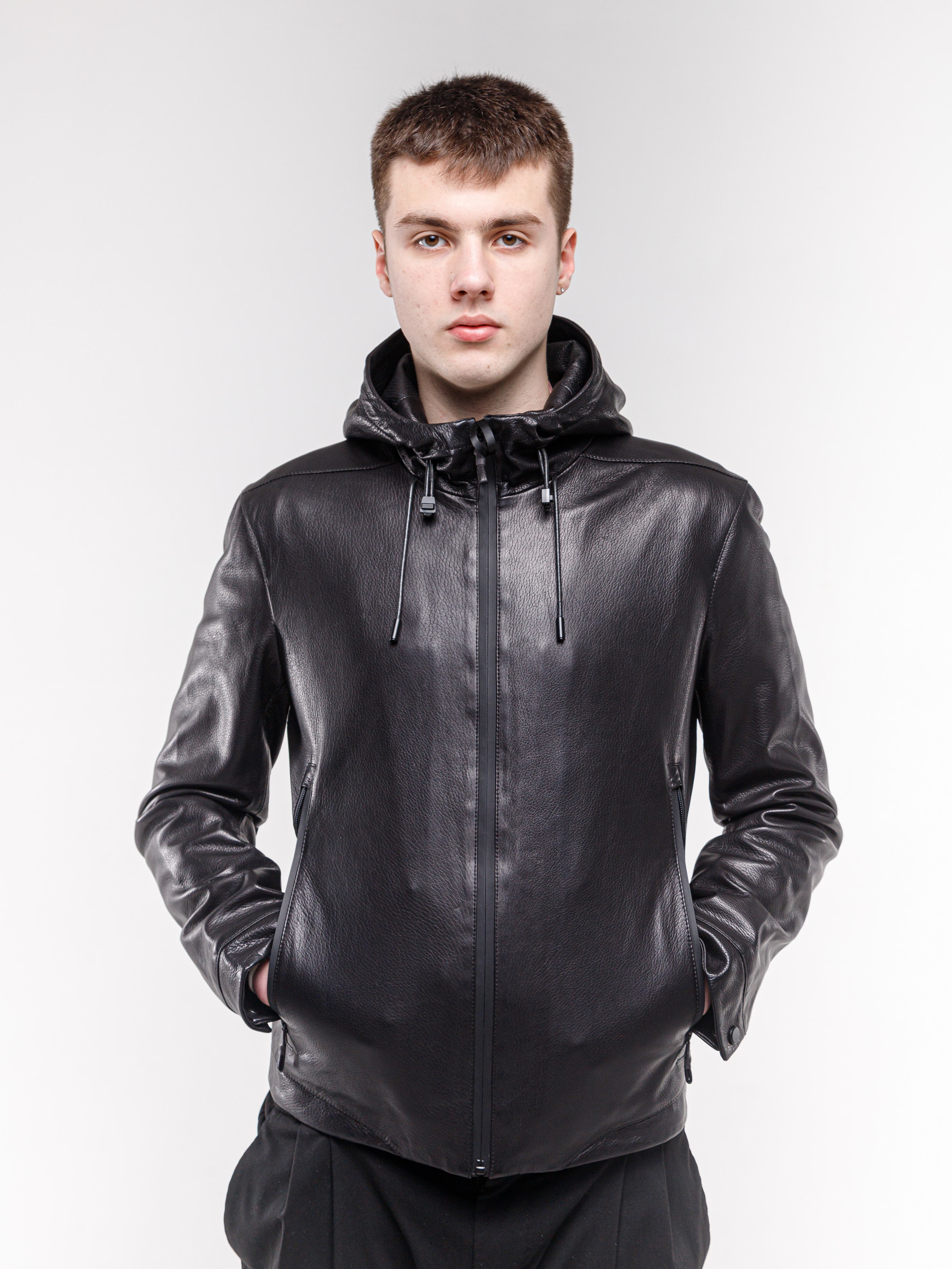 Кожаная куртка мужская 8066_48 черная 54 RU