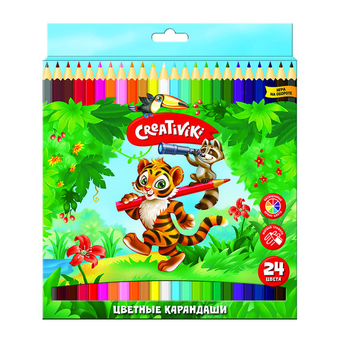 фото Карандаши цветные "creativiki", шестигранные, 24 цвета