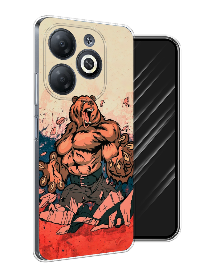 

Чехол Awog на Infinix Smart 8 "Медведь с флагом РФ", Коричневый;синий;красный, 3105150-1