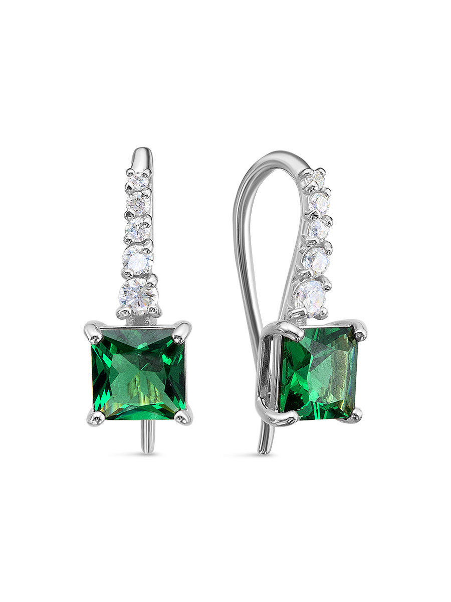 

Серьги из серебра с фианитом/кристаллом ювелирным SamoroDki Jewelry 2-06-290-16р, 2-06-290-16р