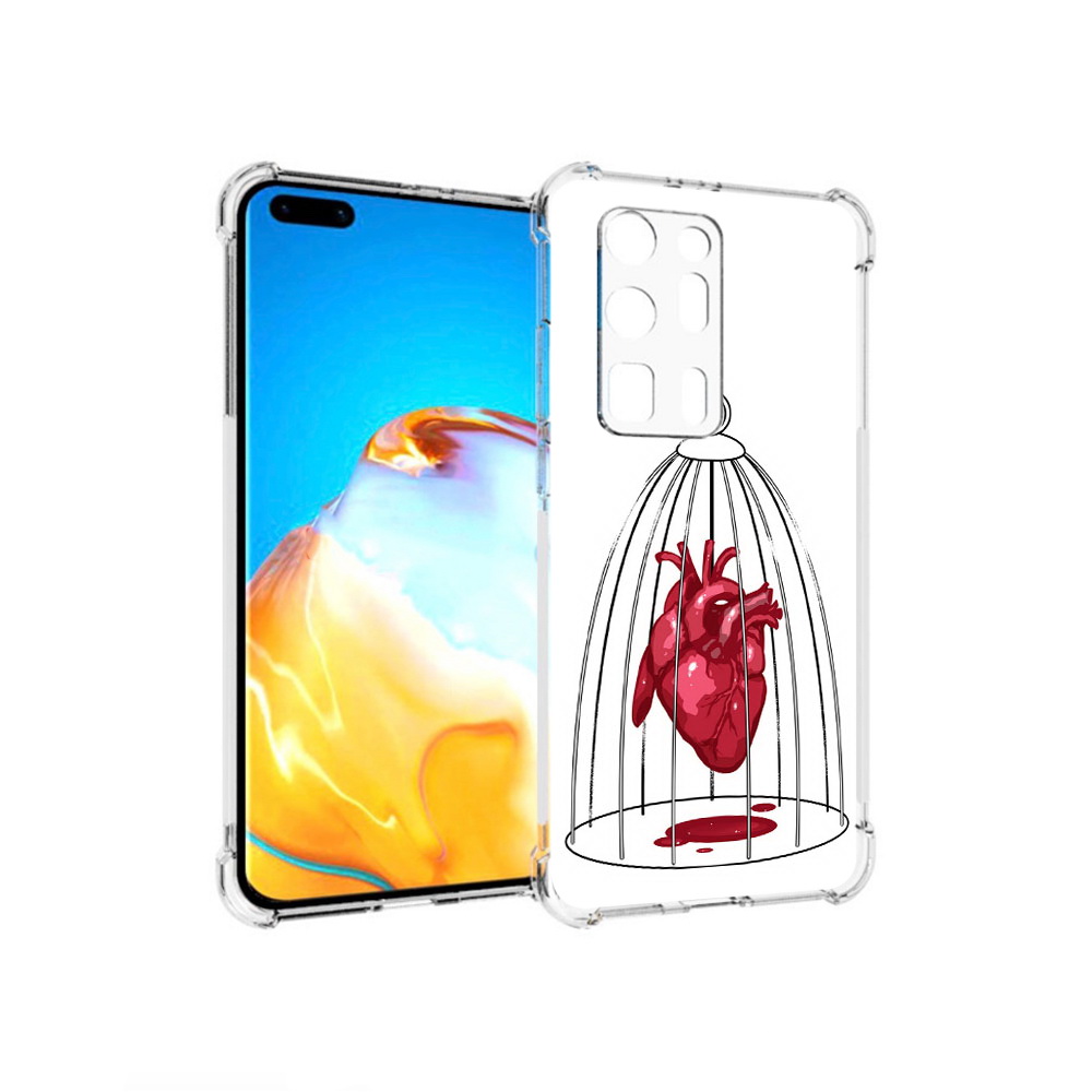 

Чехол MyPads Tocco для Huawei P40 Pro+ сердце в клетке, Прозрачный, Tocco