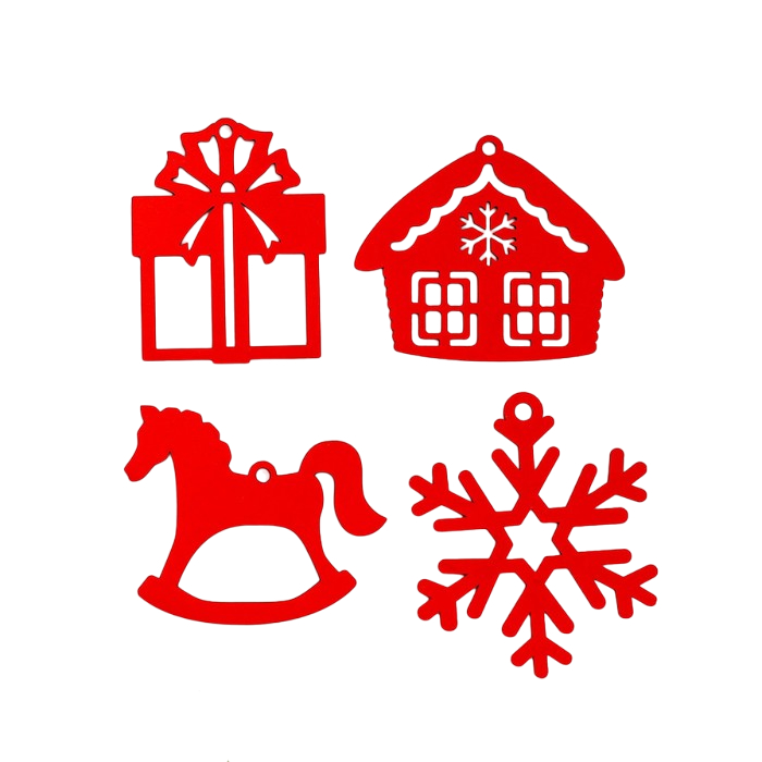 

Елочная игрушка Зимнее волшебство Красные дерево 4 шт. красный, Красные, дерево