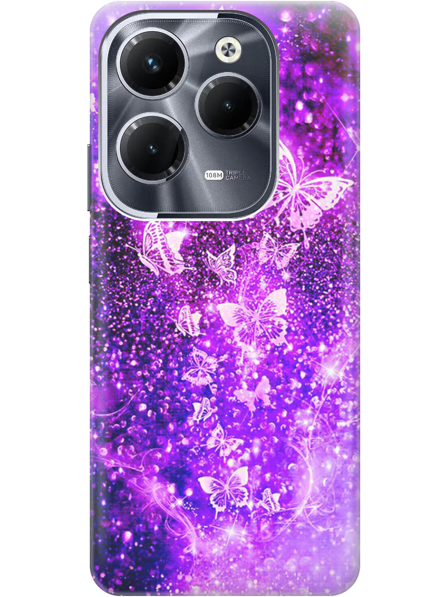 

Силиконовый чехол на Infinix Hot 40 / Hot 40 Pro с рисунком "Фиолетовые бабочки", Фиолетовый;черный, 20011885