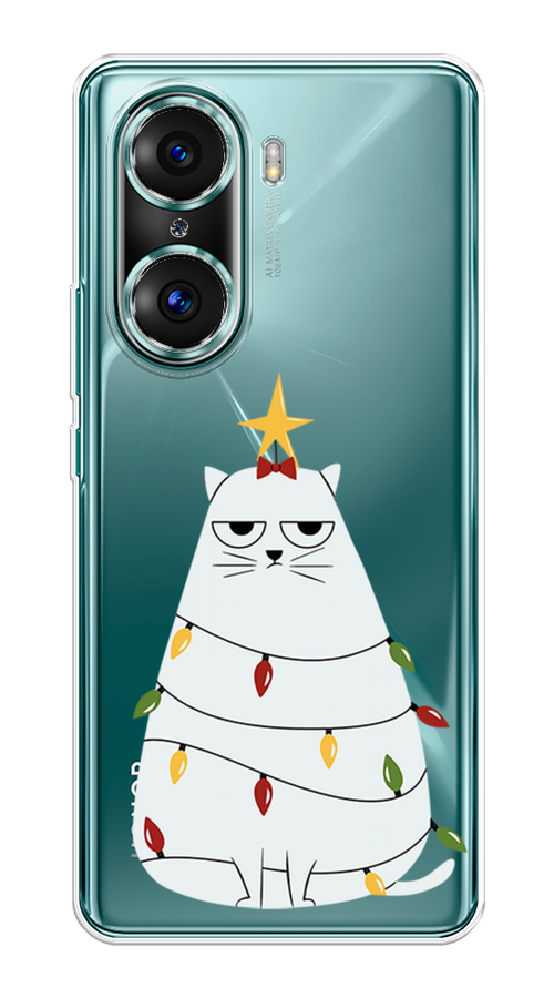 

Чехол на Honor 60 Pro "Котик в гирлянде", Белый;красный;желтый, 6106750-1