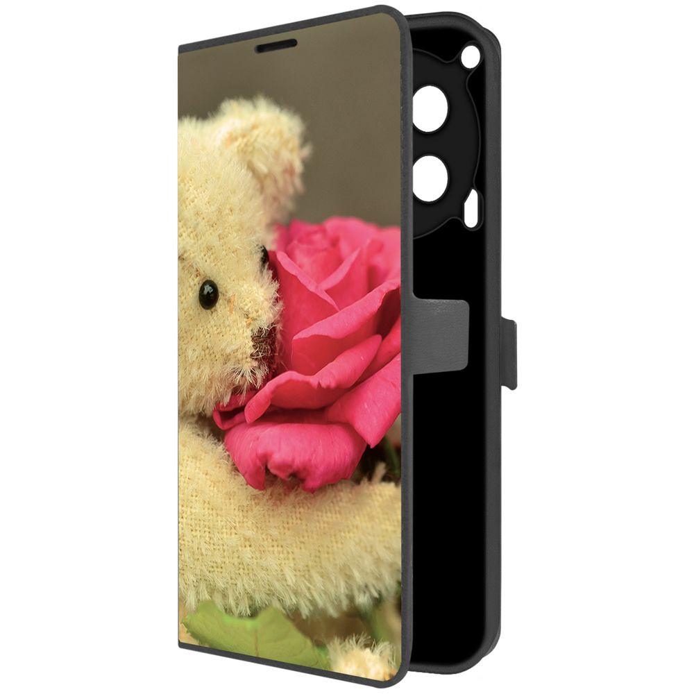 

Чехол Krutoff для Tecno Camon 30 Медвежонок с розой, Черный