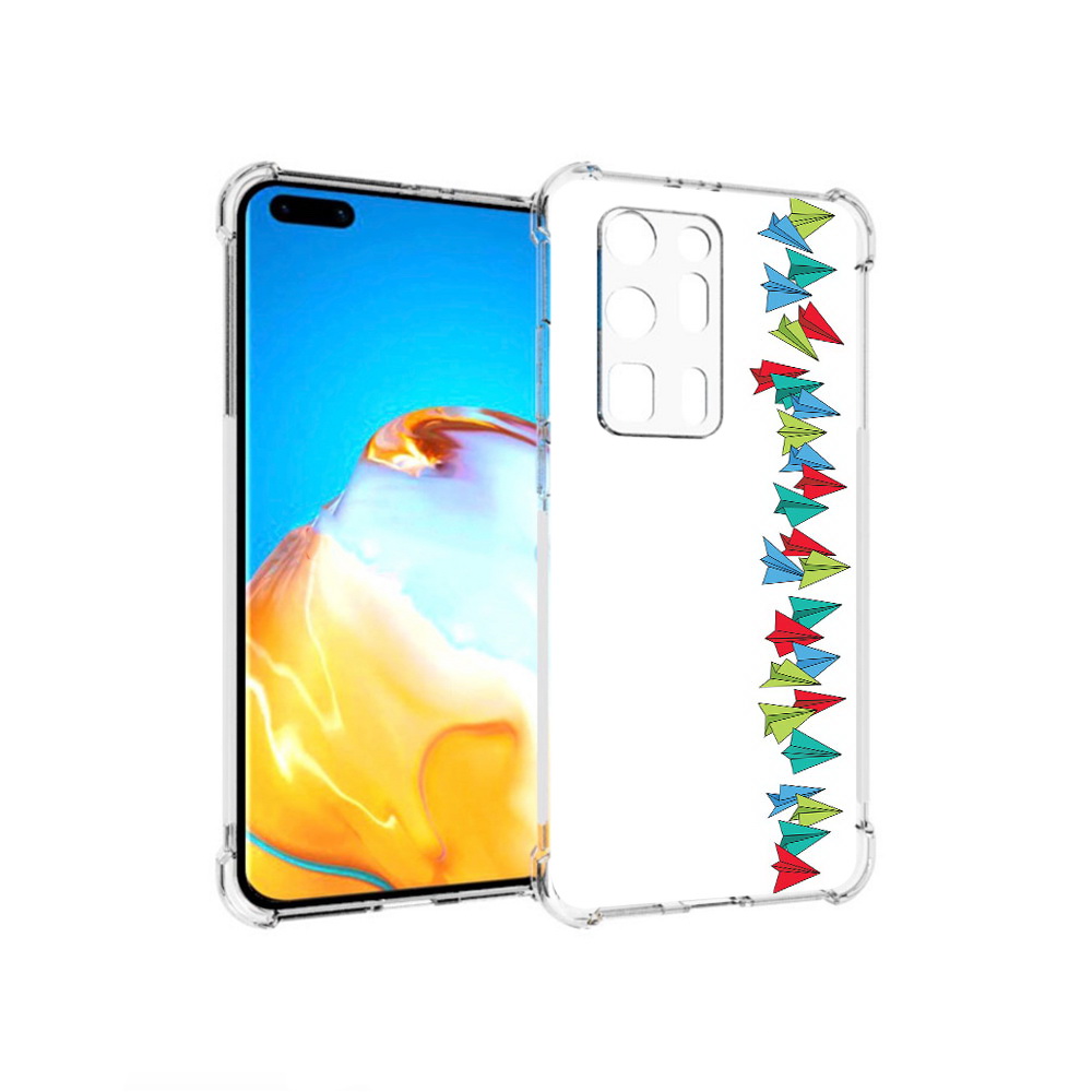 

Чехол MyPads Tocco для Huawei P40 Pro+ самолетики из листочков, Прозрачный, Tocco