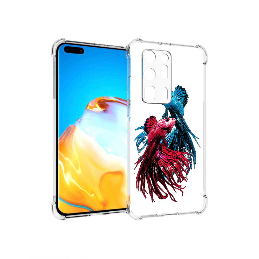 

Чехол MyPads Tocco для Huawei P40 Pro+ рыбы петушки, Прозрачный, Tocco